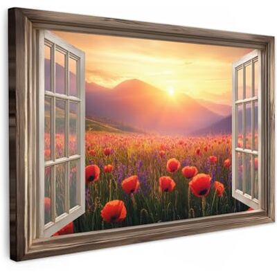 MuchoWow © Impression sur Toile Peinture Tableau Mural Decoration Salon 90x60 cm Reproductions de Tableaux Murale Moderne Vue la Fenêtre Coquelicots Fleurs Rouge Ouvrir MuchoWow © Impression sur Toile Peinture Tableau Mural Decoration Salon 90x60 cm Reproductions de Tableaux Murale Moderne Vue la Fenêtre Coquelicots Fleurs Rouge Ouvrir