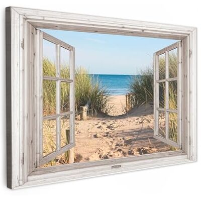 MuchoWow © Impression sur Toile Photo Peinture Tableau Decoration Murale 60x40 cm Chambre Salon Maison Deco Cuisine Vue de la fenêtre Plage Mer Dunes Sable Eau Herbes hautes MuchoWow © Impression sur Toile Photo Peinture Tableau Decoration Murale 60x40 cm Chambre Salon Maison Deco Cuisine Vue de la fenêtre Plage Mer Dunes Sable Eau Herbes hautes
