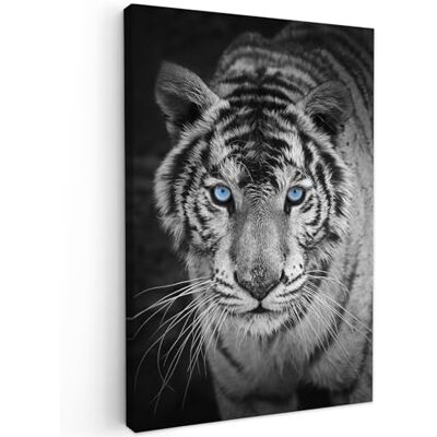 MuchoWow © Impressions sur Toile Deco Tableau Murale Decoration Salon 60x90 cm Peinture Reproductions de Tableaux Chambre Toiles Maison Tigre Animal Noir Bleu Moderne MuchoWow © Impressions sur Toile Deco Tableau Murale Decoration Salon 60x90 cm Peinture Reproductions de Tableaux Chambre Toiles Maison Tigre Animal Noir Bleu Moderne