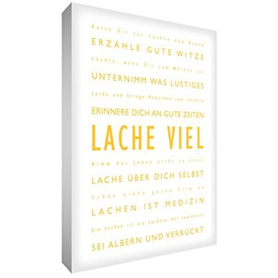 Little Helper Feel Good Art LM2436, 01 G à partir de solide sur toile murale Art moderne Typographischen Laugh Beaucoup, Jaune/blanc, 60 x 91 cm Little Helper Feel Good Art LM2436, 01 G à partir de solide sur toile murale Art moderne Typographischen Laugh Beaucoup, Jaune/blanc, 60 x 91 cm