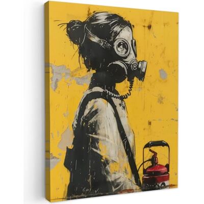 MuchoWow © Impressions sur Toile Deco Tableau Murale Decoration Salon 60x80 cm Peinture Tableaux Chambre Toiles Maison Vintage Street art Fille Masque Jaune Banksy MuchoWow © Impressions sur Toile Deco Tableau Murale Decoration Salon 60x80 cm Peinture Tableaux Chambre Toiles Maison Vintage Street art Fille Masque Jaune Banksy