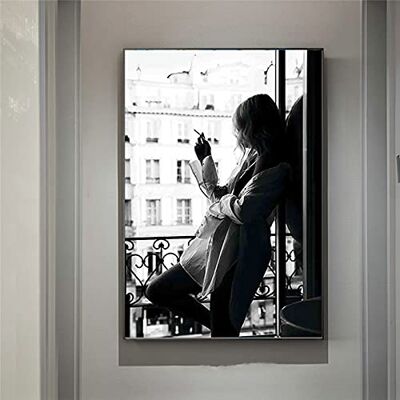 Rumlly Mode Noir Blanc Fumer Femme par la fenêtre Affiche et Impression Toile Peinture Mur Art Photos décoration Murale 50x70 cm sans Cadre Rumlly Mode Noir Blanc Fumer Femme par la fenêtre Affiche et Impression Toile Peinture Mur Art Photos décoration Murale 50x70 cm sans Cadre