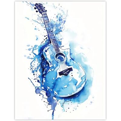 Artery8 Grande affiche murale imprimée sur papier épais Motif guitare de musique abstraite Bleu 45,7 x 61 cm Artery8 Grande affiche murale imprimée sur papier épais Motif guitare de musique abstraite Bleu 45,7 x 61 cm