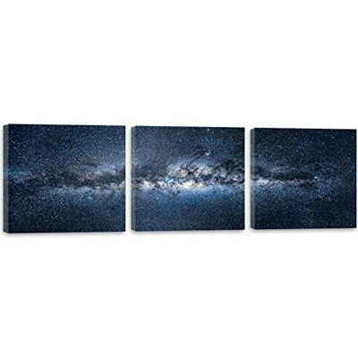 Feeby . Tableau mural 3 pièces Cosmos Impression panoramique Bleu 60 x 20 cm Feeby . Tableau mural 3 pièces Cosmos Impression panoramique Bleu 60 x 20 cm