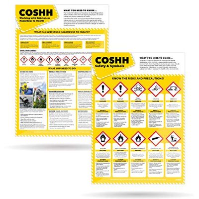 Daydream Education COSHH Lot de 2 affiches de sécurité pour la santé et la sécurité Papier brillant laminé 850 mm x 594 mm (A1) Tableau éducatif pour le bureau de santé et de sécurité et les bureaux Daydream Education COSHH Lot de 2 affiches de sécurité pour la santé et la sécurité Papier brillant laminé 850 mm x 594 mm (A1) Tableau éducatif pour le bureau de santé et de sécurité et les bureaux