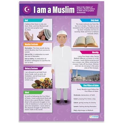 Daydream Education Je suis un musulman Affiches d'éducation religieuse Papier brillant mesurant 850 mm x 594 mm (A1) Tableaux d'études religieuses pour la classe Cartes éducatives par Daydream Education Je suis un musulman Affiches d'éducation religieuse Papier brillant mesurant 850 mm x 594 mm (A1) Tableaux d'études religieuses pour la classe Cartes éducatives par