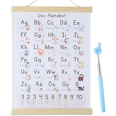 Yicenmy Affiche Alphabet Enfant 30x40 cm, Poster Alphabet Enfant De A à Z avec Cadre et Bâton De Lecture Des Doigts pour La Maternelle, L'école Maternelle et L'école Primaire Yicenmy Affiche Alphabet Enfant 30x40 cm, Poster Alphabet Enfant De A à Z avec Cadre et Bâton De Lecture Des Doigts pour La Maternelle, L'école Maternelle et L'école Primaire