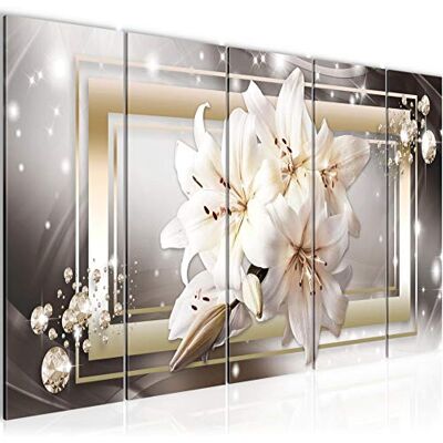 Peinture XXL Lis Fleurs 200 x 80 cm Marron Beige 5 Parties Made in Germany 021755a Peinture XXL Lis Fleurs 200 x 80 cm Marron Beige 5 Parties Made in Germany 021755a