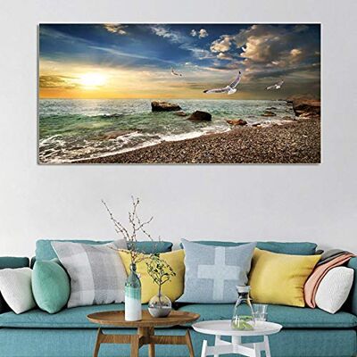 Rumlly Paysage naturel affiche ciel mer lever du soleil peinture imprimée sur toile décor à la maison grande taille mur Art photos pour salon 70x140 cm sans cadre Rumlly Paysage naturel affiche ciel mer lever du soleil peinture imprimée sur toile décor à la maison grande taille mur Art photos pour salon 70x140 cm sans cadre