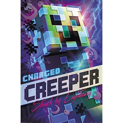 Close Up Minecraft Poster Charged Creeper (61 cm x 91,5 cm) + 2 barres transparentes avec suspension Close Up Minecraft Poster Charged Creeper (61 cm x 91,5 cm) + 2 barres transparentes avec suspension