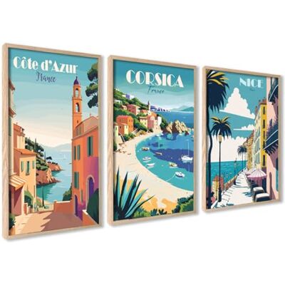 ART Lot de 3 Affiche Murale 40x50cm Cadre en Bois Décoration Murale Bois MDF Robuste, pour Salon et Chambre, Design Moderne, Verre de Protection, Montage Mural Facile, Cadre Résistant, Salon ART Lot de 3 Affiche Murale 40x50cm Cadre en Bois Décoration Murale Bois MDF Robuste, pour Salon et Chambre, Design Moderne, Verre de Protection, Montage Mural Facile, Cadre Résistant, Salon