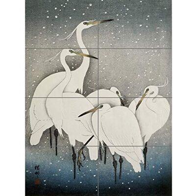 Artery8 Ohara Koson Group Of Egrets Japanese Painting XL Giant Panel Poster (8 Sections) Groupe Japonais La peinture Affiche Artery8 Ohara Koson Group Of Egrets Japanese Painting XL Giant Panel Poster (8 Sections) Groupe Japonais La peinture Affiche