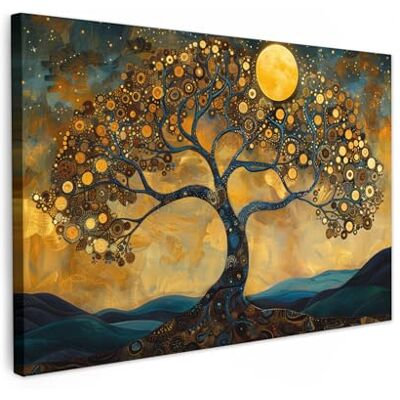 MuchoWow © Impressions sur Toile Deco Tableau Murale Decoration Salon Art 90x60 cm Peinture Tableaux Chambre Toiles Maison Arbre Lune Fleurs Or MuchoWow © Impressions sur Toile Deco Tableau Murale Decoration Salon Art 90x60 cm Peinture Tableaux Chambre Toiles Maison Arbre Lune Fleurs Or
