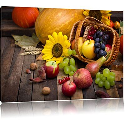 Pixxprint Panier à fruits automne Photo Toile Taille: 60x40 cm Décoration murale Impression artistique Entièrement assemblé Pixxprint Panier à fruits automne Photo Toile Taille: 60x40 cm Décoration murale Impression artistique Entièrement assemblé