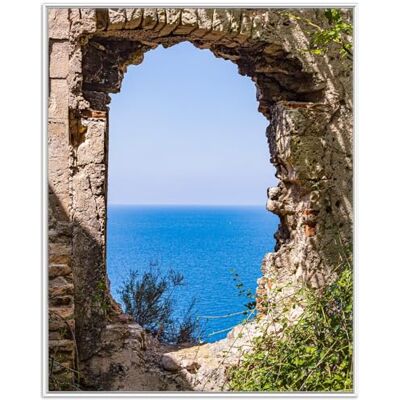 Wallario Poster avec vue sur le rocher sur la mer avec cadre blanc 40 x 50 cm Wallario Poster avec vue sur le rocher sur la mer avec cadre blanc 40 x 50 cm