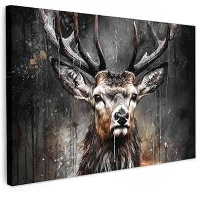 MuchoWow © Impressions sur Toile Deco Tableau Murale Decoration Salon 90x60 cm Peinture Tableaux Chambre Toiles Maison Cerf Noir Abstrait Animal Tête MuchoWow © Impressions sur Toile Deco Tableau Murale Decoration Salon 90x60 cm Peinture Tableaux Chambre Toiles Maison Cerf Noir Abstrait Animal Tête