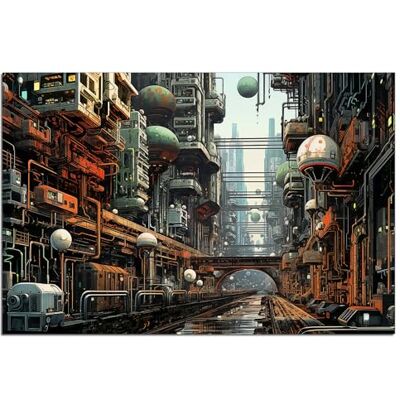 Wallario Poster Ville industrielle dans le futur en qualité premium, taille : 100 x 150 cm Poster XXL Wallario Poster Ville industrielle dans le futur en qualité premium, taille : 100 x 150 cm Poster XXL