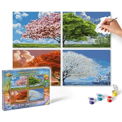 Schipper 609340902 Peinture par numéros Quatre saisons Images de peinture pour adultes Avec pinceaux et peintures acryliques Quattro 18 x 24 cm chacune Schipper 609340902 Peinture par numéros Quatre saisons Images de peinture pour adultes Avec pinceaux et peintures acryliques Quattro 18 x 24 cm chacune