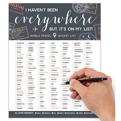 Stamp My Passport Liste de seau Décoration artistique de voyage Liste de contrôle de voyage du monde pour suivre la décoration murale de voyage « I Havent Been Everywhere But Its On My List » (Gris 20,3 x 25,4 Stamp My Passport Liste de seau Décoration artistique de voyage Liste de contrôle de voyage du monde pour suivre la décoration murale de voyage « I Havent Been Everywhere But Its On My List » (Gris 20,3 x 25,4
