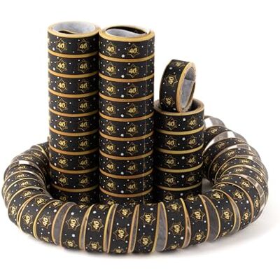 Tiwoca 40 serpentins décoratifs pour anniversaire Noir/doré Décoration d'anniversaire originale 40 ans pour un 40e anniversaire réussi Pour femme ou homme Tiwoca 40 serpentins décoratifs pour anniversaire Noir/doré Décoration d'anniversaire originale 40 ans pour un 40e anniversaire réussi Pour femme ou homme