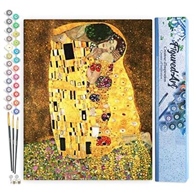Peinture par Numéro Adulte Le baiser Klimt Activité Manuelle Kit de Loisir Créatif DIY Numéro d'Art Complet 40x50cm sans châssis en bois Peinture par Numéro Adulte Le baiser Klimt Activité Manuelle Kit de Loisir Créatif DIY Numéro d'Art Complet 40x50cm sans châssis en bois