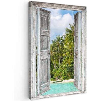 MuchoWow © Impression sur Toile Peinture Tableau Mural Decoration Salon 60x90 cm Reproductions de Tableaux Murale Moderne Palmier Mer Fenêtre Tropical MuchoWow © Impression sur Toile Peinture Tableau Mural Decoration Salon 60x90 cm Reproductions de Tableaux Murale Moderne Palmier Mer Fenêtre Tropical