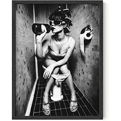 HAUS AND HUES Décoration murale de salle de bain de fille – Art mural noir et blanc – Image de salle de bain pour femmes – Décoration murale noire (sans cadre, 30,5 x 40,6 cm) HAUS AND HUES Décoration murale de salle de bain de fille – Art mural noir et blanc – Image de salle de bain pour femmes – Décoration murale noire (sans cadre, 30,5 x 40,6 cm)