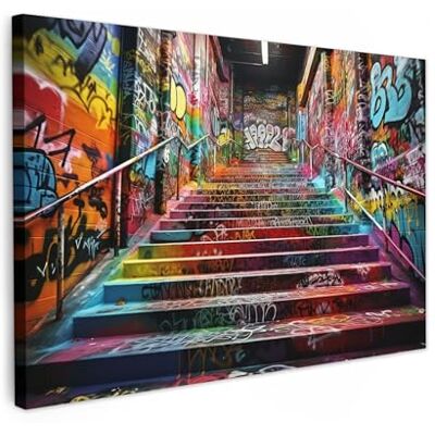 MuchoWow © Impressions sur Toile Deco Tableau Murale Decoration Salon 90x60 cm Peinture Tableaux Chambre Toiles Maison Escalier Graffiti Couleurs Art MuchoWow © Impressions sur Toile Deco Tableau Murale Decoration Salon 90x60 cm Peinture Tableaux Chambre Toiles Maison Escalier Graffiti Couleurs Art