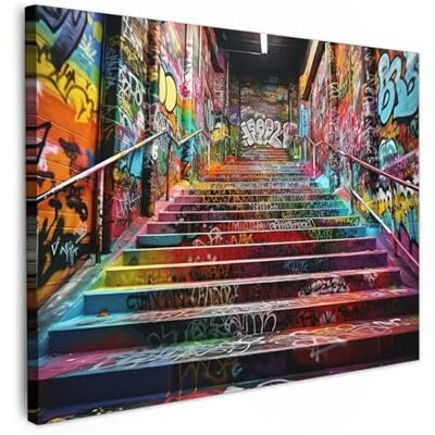 MuchoWow © Impressions sur Toile Deco Tableau Murale Decoration Salon 70x50 cm Peinture Tableaux Chambre Toiles Maison Escalier Graffiti Couleurs Art MuchoWow © Impressions sur Toile Deco Tableau Murale Decoration Salon 70x50 cm Peinture Tableaux Chambre Toiles Maison Escalier Graffiti Couleurs Art