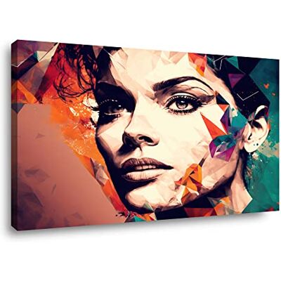 Visario 4044 Image sur toile 80 x 60 cm Visage de femme coloré Portrait abstrait Décoration murale moderne Impression sur toile avec cadre en bois Prêt à l'emploi Pour salon, chambre à Visario 4044 Image sur toile 80 x 60 cm Visage de femme coloré Portrait abstrait Décoration murale moderne Impression sur toile avec cadre en bois Prêt à l'emploi Pour salon, chambre à
