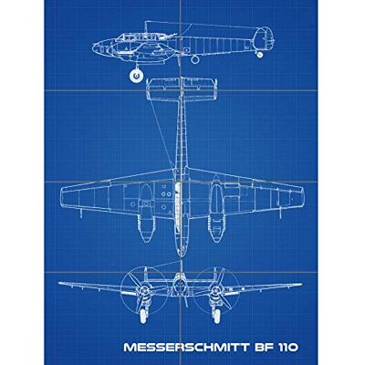 Artery8 Messerschmitt Bf 110 Fighter Bomber Blueprint Plan XL Giant Panel Poster (8 Sections) Combattant Bombardier Bleu Affiche Artery8 Messerschmitt Bf 110 Fighter Bomber Blueprint Plan XL Giant Panel Poster (8 Sections) Combattant Bombardier Bleu Affiche