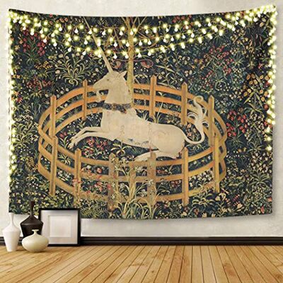 Semtomn Tapisserie d'art à suspendre au mur médiévale vintage chasse licorne captivité lui elle 152,4 x 203,2 cm décoration d'intérieur tapisseries matelas nappe rideau imprimé Semtomn Tapisserie d'art à suspendre au mur médiévale vintage chasse licorne captivité lui elle 152,4 x 203,2 cm décoration d'intérieur tapisseries matelas nappe rideau imprimé