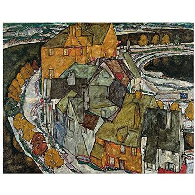 LegendArte Impression sur toile Crescent Of Houses Ii (Island Town) Egon Schiele Tableau sur toile, Décoration murale 50 x 60 cm LegendArte Impression sur toile Crescent Of Houses Ii (Island Town) Egon Schiele Tableau sur toile, Décoration murale 50 x 60 cm