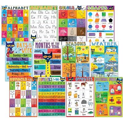Teacher Created Resources Pete the Cat Early Learning Small Poster Pack, 11" x 15-3/4", Pack of 12 Teacher Created Resources Pete the Cat Early Learning Small Poster Pack, 11" x 15-3/4", Pack of 12