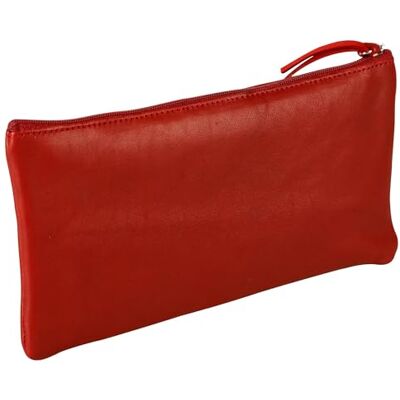 Clairefontaine 410068C Platte Schooletui 22x11cm, Rood Echt Lamsleer Clairefontaine 410068C Platte Schooletui 22x11cm, Rood Echt Lamsleer