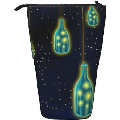 LIXLZH Belle bouteille de sous le ciel nocturne imprimé télescopique sur pied trousse à crayons en polyester porte-stylo papeterie bureau organisateur boîte LIXLZH Belle bouteille de sous le ciel nocturne imprimé télescopique sur pied trousse à crayons en polyester porte-stylo papeterie bureau organisateur boîte