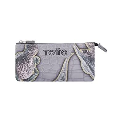 Totto Trousse scolaire Trois compartiments Imprimé Dinosaures Conseil TAILLE STANDARD, gris, ESTÁNDAR, Étuis Totto Trousse scolaire Trois compartiments Imprimé Dinosaures Conseil TAILLE STANDARD, gris, ESTÁNDAR, Étuis