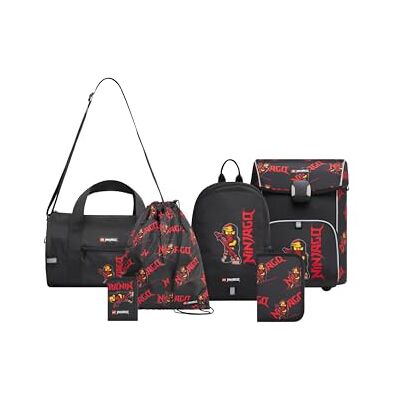SKANDO BAGS LEGO® Ninjago® Lot de 6 cartables 16 l, Lego Ninjago, Kai, 30 x 38 x 16,5 cm, Lot de 6 sacs à dos d'école, sac de sport, sac de gym, trousse à crayons et porte-monnaie SKANDO BAGS LEGO® Ninjago® Lot de 6 cartables 16 l, Lego Ninjago, Kai, 30 x 38 x 16,5 cm, Lot de 6 sacs à dos d'école, sac de sport, sac de gym, trousse à crayons et porte-monnaie