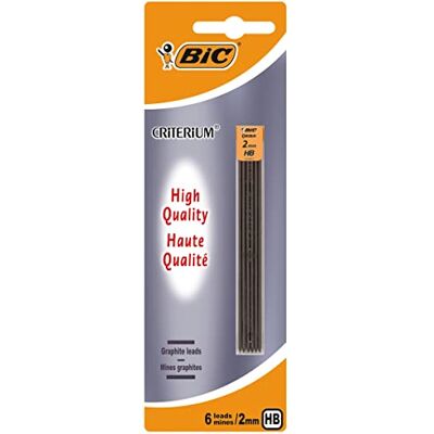 BIC Mines Graphite Large Avec Etuis Refermables Pour Portes-mines Mines de 2 mm HB, Blister de 1 Etui de 6 Mines BIC Mines Graphite Large Avec Etuis Refermables Pour Portes-mines Mines de 2 mm HB, Blister de 1 Etui de 6 Mines