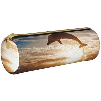 AMINNU Trousse cylindrique avec motif animal drôle dauphin, trousse à crayons durable, trousse à crayons pour étudiant, trousse à crayons à fermeture éclair, convient pour l'école et le bureau, unisexe, AMINNU Trousse cylindrique avec motif animal drôle dauphin, trousse à crayons durable, trousse à crayons pour étudiant, trousse à crayons à fermeture éclair, convient pour l'école et le bureau, unisexe,