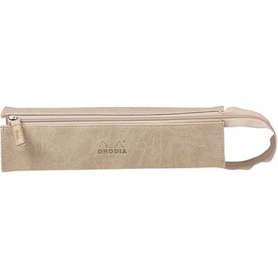 Trousse Rhodiarama en simili cuir beige - Organisateur de papeterie - 23x5x5 cm Trousse Rhodiarama en simili cuir beige - Organisateur de papeterie - 23x5x5 cm
