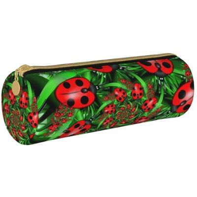 AMINNU Red Ladybug Trousse cylindrique durable avec fermeture éclair Convient pour l'école et le bureau Unisexe, blanc, One Size, Trousse de maquillage AMINNU Red Ladybug Trousse cylindrique durable avec fermeture éclair Convient pour l'école et le bureau Unisexe, blanc, One Size, Trousse de maquillage