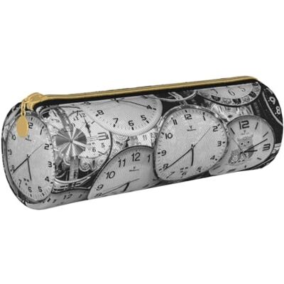 AMINNU Clock Art Trousse cylindrique durable Pour étudiant Avec fermeture éclair Convient pour l'école et le bureau Unisexe, blanc, One Size, Trousse de maquillage AMINNU Clock Art Trousse cylindrique durable Pour étudiant Avec fermeture éclair Convient pour l'école et le bureau Unisexe, blanc, One Size, Trousse de maquillage