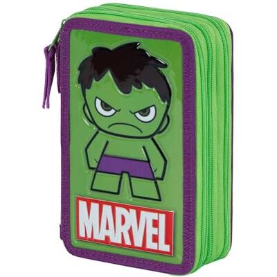 Marvel Hulk Angry-Trousse Triple Garnie, Vert, 14 x 21 cm, Vert, Taille unique, Trousse Triple Garnie Angry Marvel Hulk Angry-Trousse Triple Garnie, Vert, 14 x 21 cm, Vert, Taille unique, Trousse Triple Garnie Angry