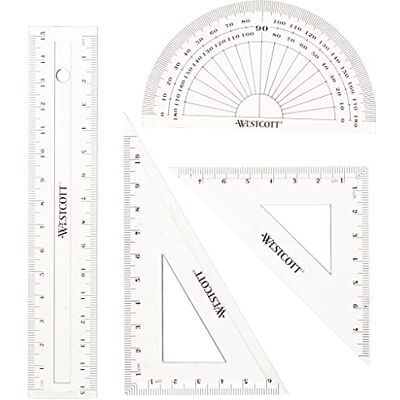 Westcott E-10303 00 Set de 4 maths en plastique transparent Westcott E-10303 00 Set de 4 maths en plastique transparent