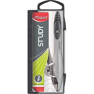Maped Coffret Compas Study à Bague Universelle Branches en Métal Boîtier avec Règle Intégrée À Partir de 10 Ans Coloris Noir, 1 Unité (Lot de 1) Maped Coffret Compas Study à Bague Universelle Branches en Métal Boîtier avec Règle Intégrée À Partir de 10 Ans Coloris Noir, 1 Unité (Lot de 1)