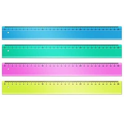Waytex Lot de 4 Règles 30 cm Incassables et Flexible Règle Plate graduée pour l’école et Les Loisirs créatifs Couleur aléatoire Bleu, Vert, Rose ou Jaune Waytex Lot de 4 Règles 30 cm Incassables et Flexible Règle Plate graduée pour l’école et Les Loisirs créatifs Couleur aléatoire Bleu, Vert, Rose ou Jaune