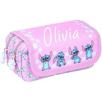 Disney Trousse à crayons personnalisée Stitch violette pour filles, 2 grands compartiments, violet, Trousse scolaire Disney Trousse à crayons personnalisée Stitch violette pour filles, 2 grands compartiments, violet, Trousse scolaire