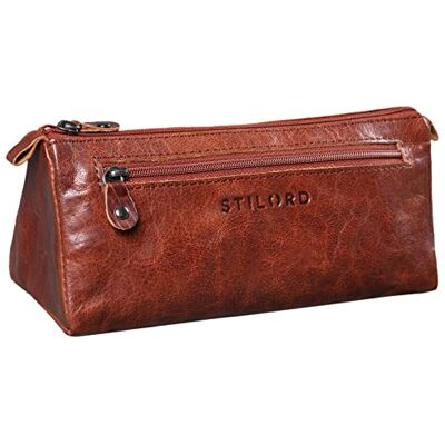 STILORD "Alexis" Trousse pour Femme en Cuir aux Motifs Fleuris Trousse de Maquillage Pochette Étui pour Crayons Cuir Véritable Vintage Couleur:brandy marron STILORD "Alexis" Trousse pour Femme en Cuir aux Motifs Fleuris Trousse de Maquillage Pochette Étui pour Crayons Cuir Véritable Vintage Couleur:brandy marron