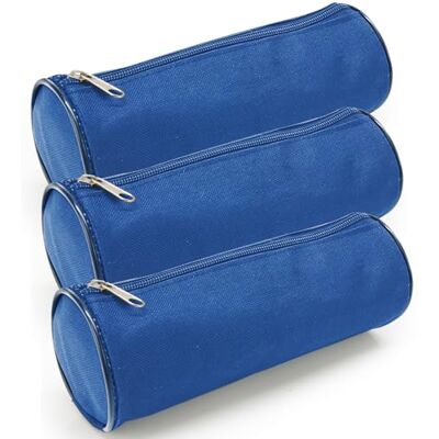 Waytex Lot de 3 Trousses Ronde Fourre-Tout Crayons Fournitures Scolaires Longueur 21cm Diamètre 7.5cm Bleu uni, Bleu, Cartable Waytex Lot de 3 Trousses Ronde Fourre-Tout Crayons Fournitures Scolaires Longueur 21cm Diamètre 7.5cm Bleu uni, Bleu, Cartable